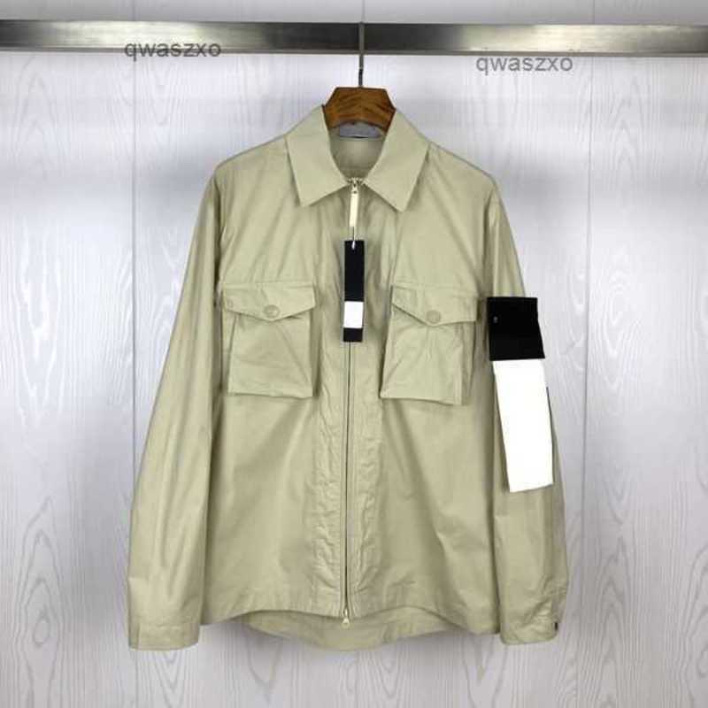 

2023 Designer Stone Pocket Jackets Island Fashion Jacket Long Sleeve Zipper Badges Men Casual Coat Windbreaker Embrodiery Mens Shirtst7pf, Black
