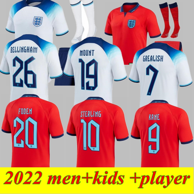 

2022 England Soccer Jerseys SAKA RASHFORD KANE FODEN STERLING 22 23 GREALISH MOUNT BELLINGHAM TRIPPTIER GALLAGHER STONES WALKER men kids kit set football shirt, Home