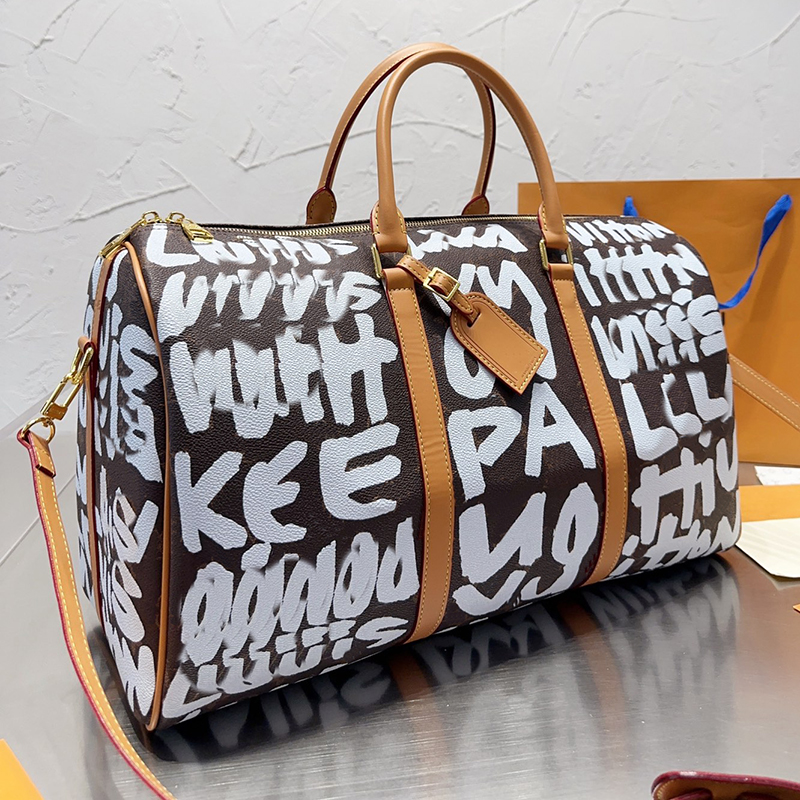 

Designer Men Graffiti Lvs Keepall 45 Duffel Bag France Paris Luxury Brand L Monograms Flowers Printed Luggage Handbag Lady Canvas Outdoor Airport Travelling Bags, Green
