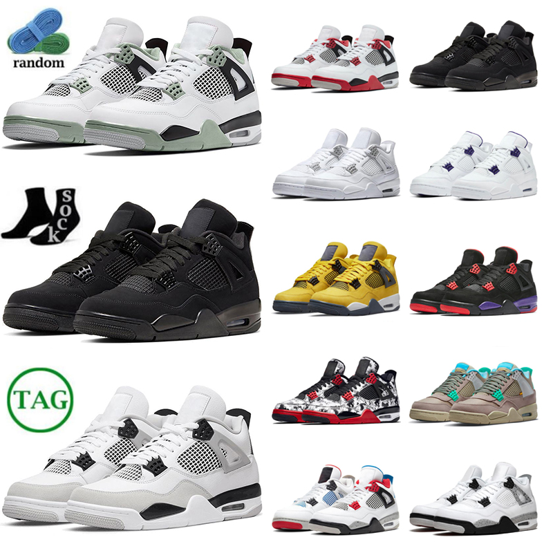

4s basketball shoes women men 4 Military Black Cat White Oreo Fire Red Thunder Sail University Blue Cool Grey Infrared Metallic Canvas Bred sports sneakers size 36-47, #22