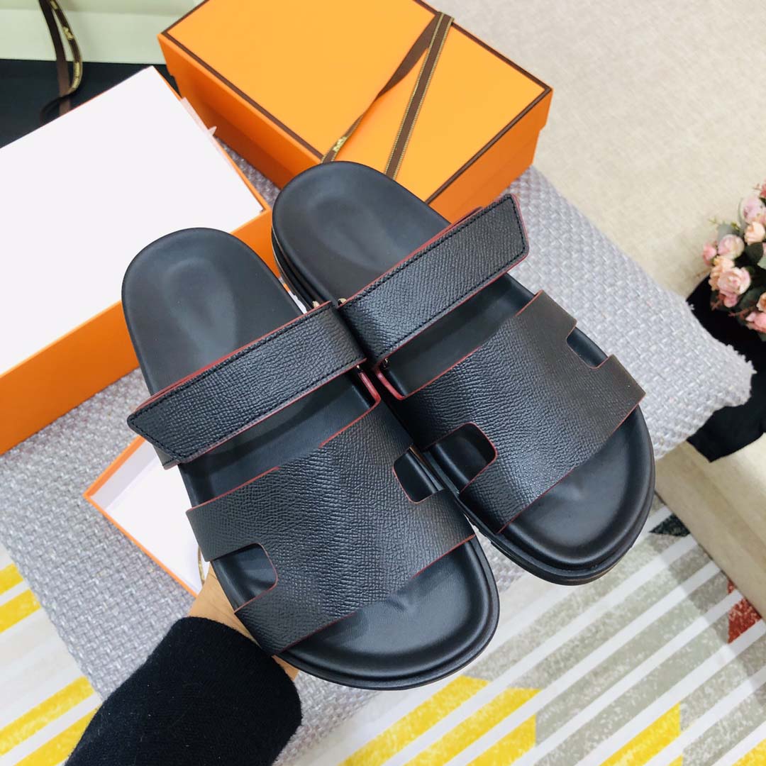 

Slippers Chypre slippers beach classic flat sandals summer women leather thong top designer men slide size 35-44k, 07