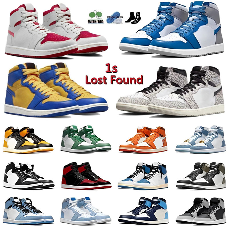 

OG 1 Basketball Shoes Jumpman 1s Men University Blue Chicago Valentines Day Laney White Cement Celtics Dark Marina Blue Sport Trainer sneakers size 36-47, Box