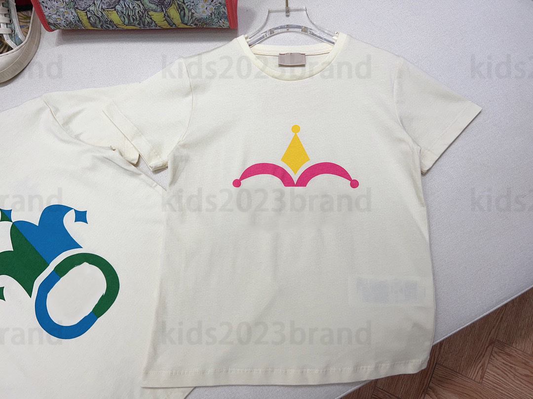 

22ss high end children t-shirt kids T-shirts girls princess summer brand designer boys tees Elastic thread neckline cotton tops Ribbon stitching letters girls shirt, 11#