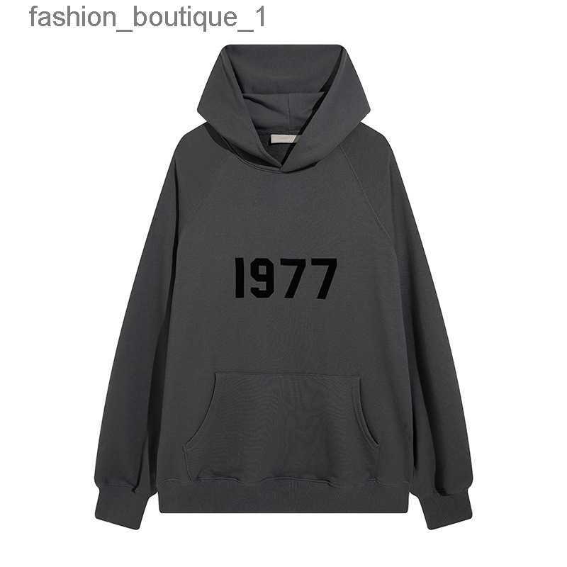 

Mens Designer Hoodie Sweatshirts Hoodies Ess 1977 on Front Hooded for Man Women Fog God of Fear Multi Thread Flocking 1977 High Street9Q14R, 02 gray