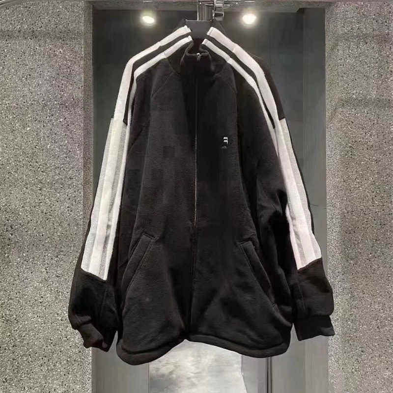 

Men' Down Parkas autumn and winter style school uniform grain velvet stand collar high casual jacket OSRI, Black8