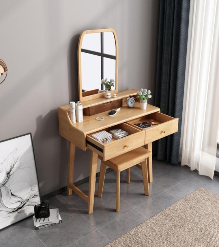 

Bedroom Furniture Nordic style all solid wood dressing table Nordic mini small modern minimalist apartment6429868