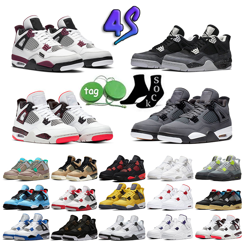 

4 4s Jumpman Mens Basketball Shoes Military Black Cat Canvas University Blue Red Thunder Cactus Jack Men Women Trainers Outdoor Sports, 10