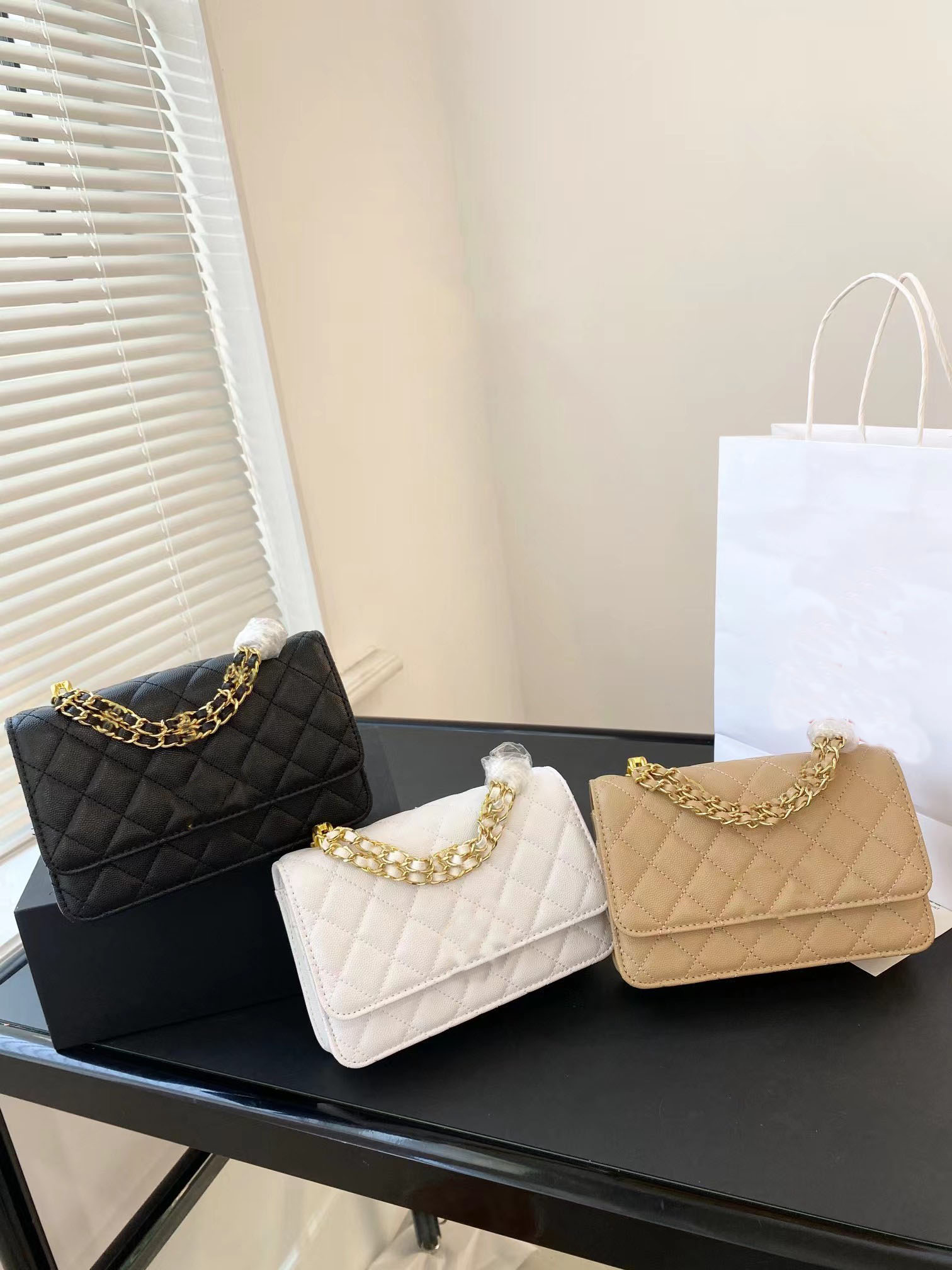 

2023 designer Shoulder Bag 2.55CM Totes bags Chain bagss Clutch FlapWomen Luxury Handbags Check Velour Thread Purse Double Letters Solid Hasp Waist Square Stripes, Box