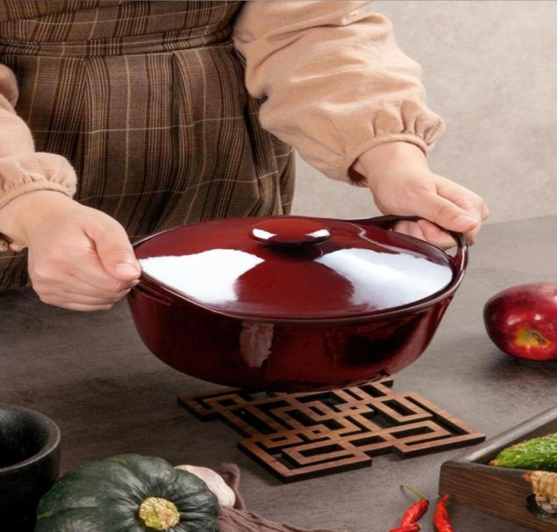 

Bowls Mirror Enamel Pot Cast Iron Soup Household Open Fire Induction Cooker Universal Binaural Stew8901275, 22cm