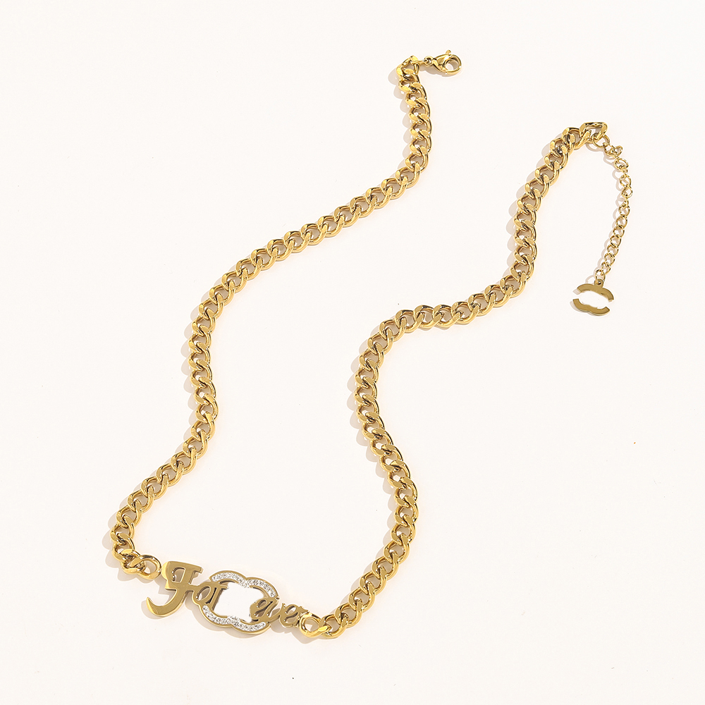 Charm Women Luxury Designer Necklace Choker Pendant Chain Crystal 18K Gold Plated 925 Silver Plated Stainless Steel Letter Necklaces Statement Je-image-765476263