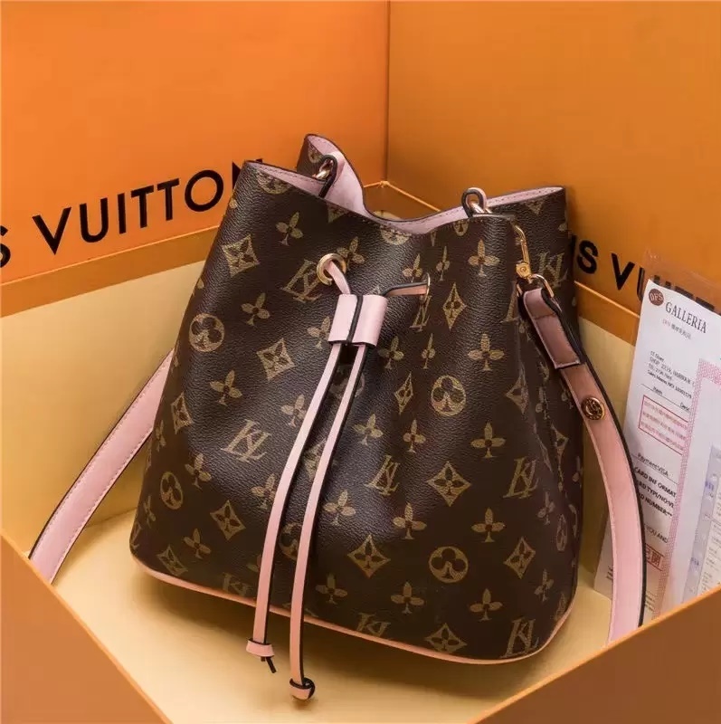 

2023 hot luxurys designers NEONOE Bucket Shoulder Bags flower Purses louiseity Women Tote Brand Letter viutonity Genuine Leather Handbags vuttons crossbody bag, Pink