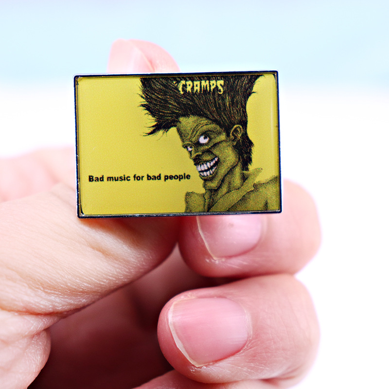 

bad music for bad people cramps rock band art badge brooch Cute Anime Movies Games Hard Enamel Pins Collect Metal Cartoon Brooch Backpack Hat Bag Collar Lapel Badges, As picture