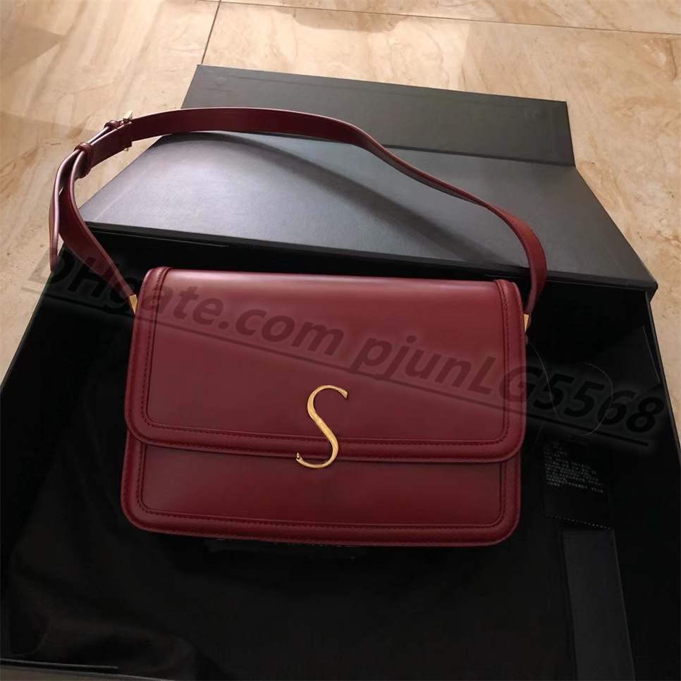 

High-quality luxury women's Shoulder bags design SOLFERINO Genuine Leather flanging square Crossbody Purse fashion handbags Clutch Bags wallet Totes, White size: 23cm