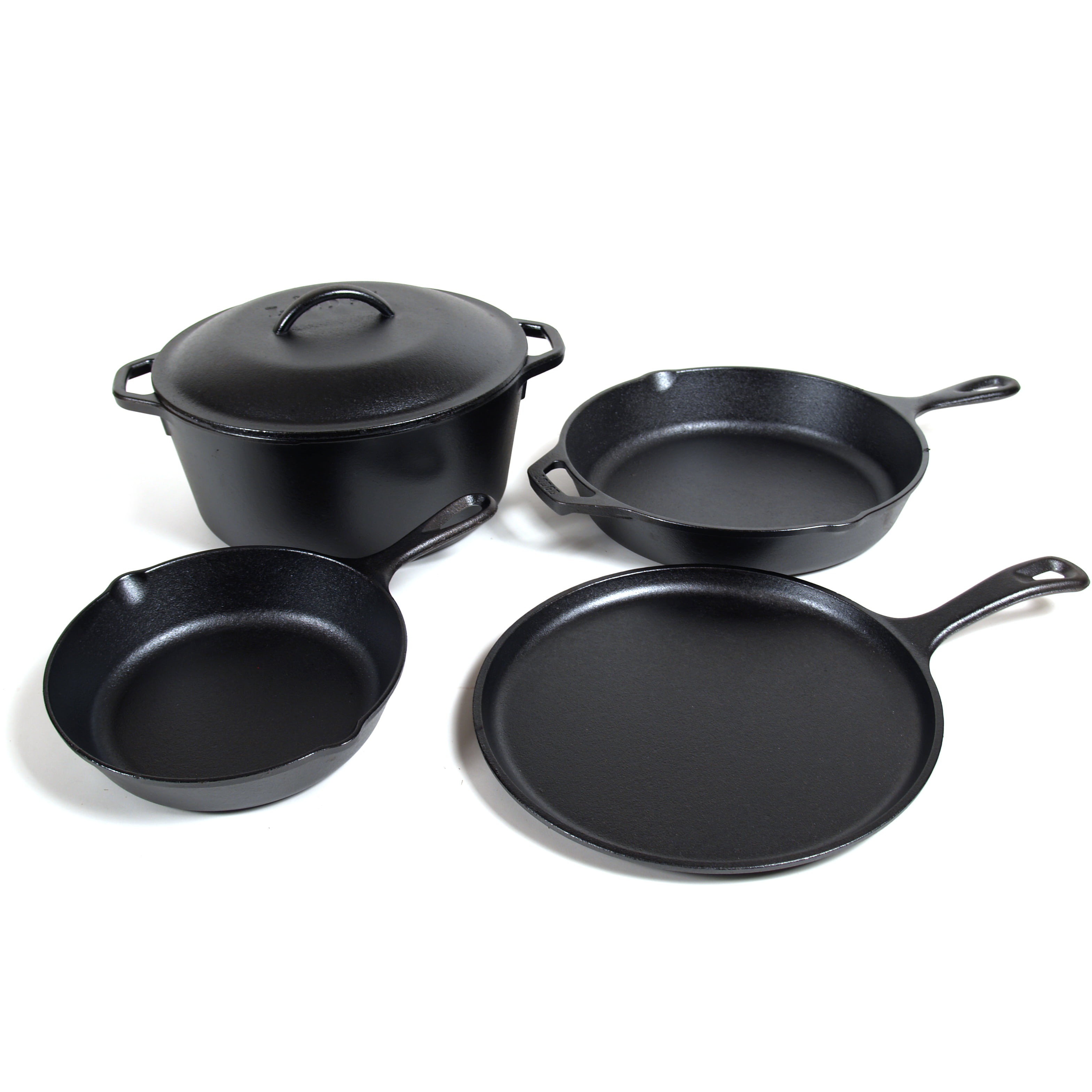 

Lodge Cast Iron Seasoned 5-Piece Set with Skillet Griddle Dutch Oven