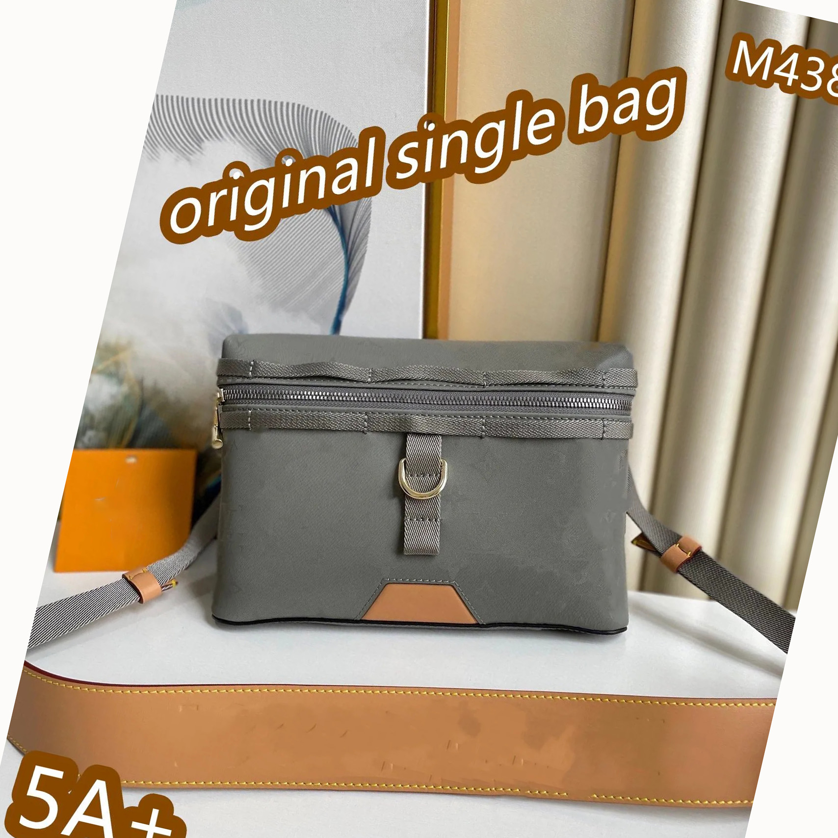 

men shoulder Bag Messenger Bag Cross-body Bag Luxury Designer fashion canvas with cowhide trim and titanium gold metal trim waist bag, Nothing