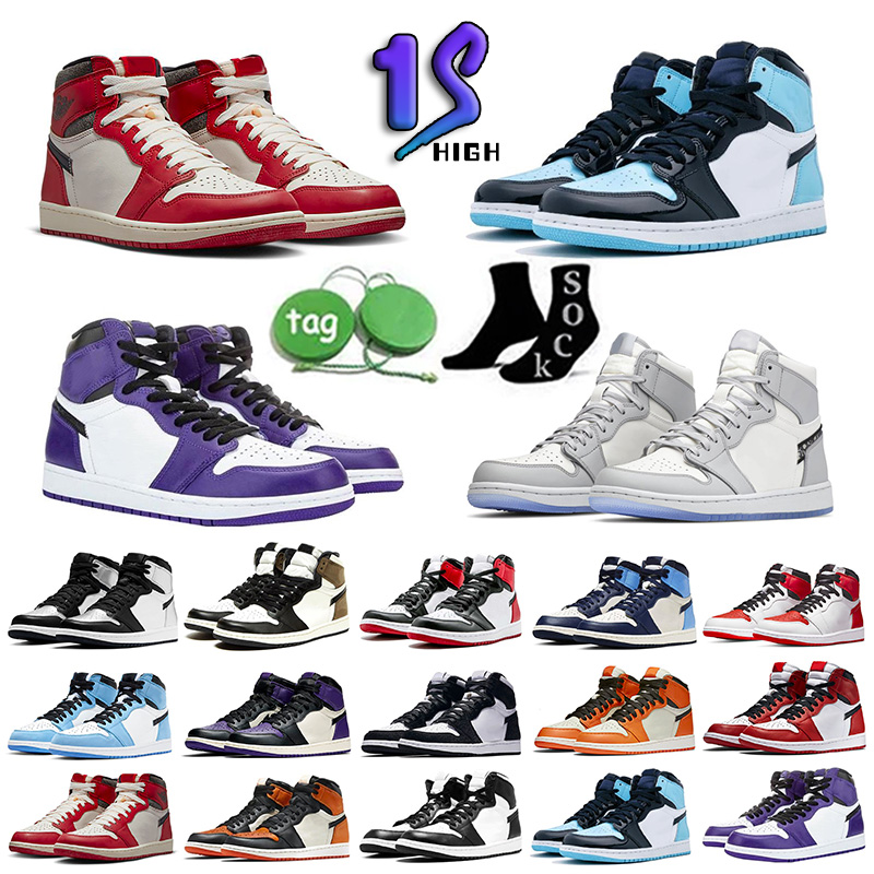 

Jumpman 2023 New Basketball Shoes for Men Women 1 1s OG High Outdoor Sneakers Sports Running Shoes Court Purple Royal Bred Toe NC Obsidian