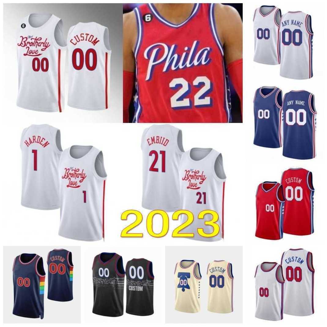 

Custom 2023 Basketball Jersey 1 James 12 Tobias Harden Harris 0 Tyrese Maxey Joel 21 Embiid 18 Shake Milton 11 Jaden Springer 44 Paul Reed Saben Lee Jalen McDaniels, As
