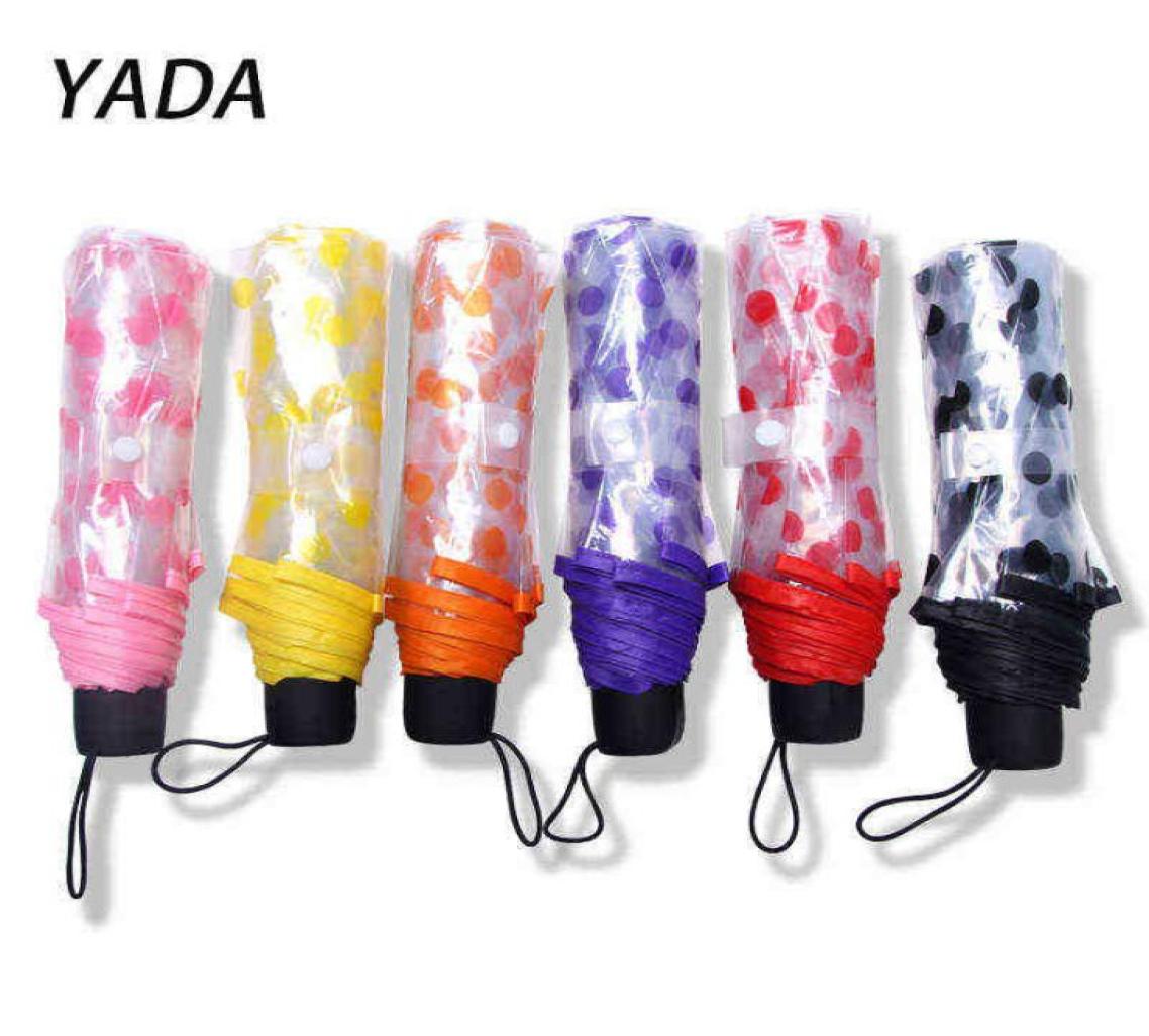 

Yada Brand Clear Transparent Umbrella Foldable Rainy Dot Printed For Women Three Fold YD210034 J2207224305614