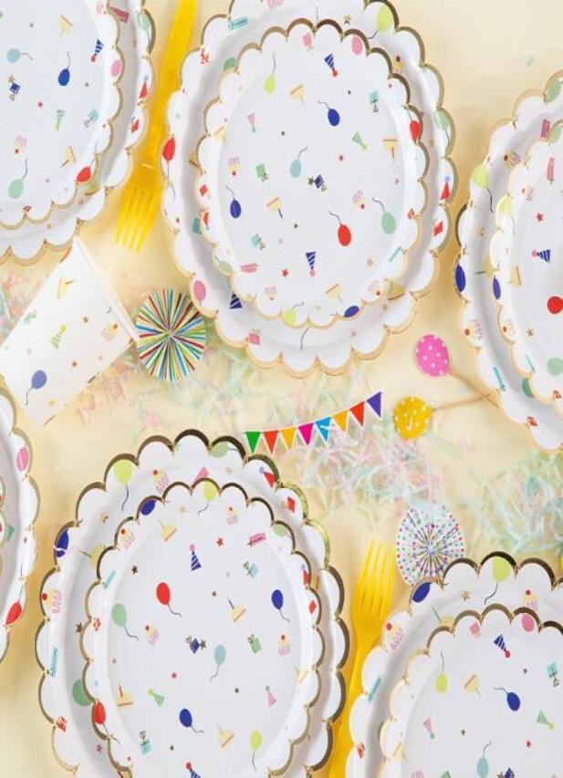 

Disposable Dinnerware 80pcs Cartoon Theme Paper Plates Carnival Summer Ins Kids Dish Tableware Holiday Fiesta Party DinnerwareSupp7832292