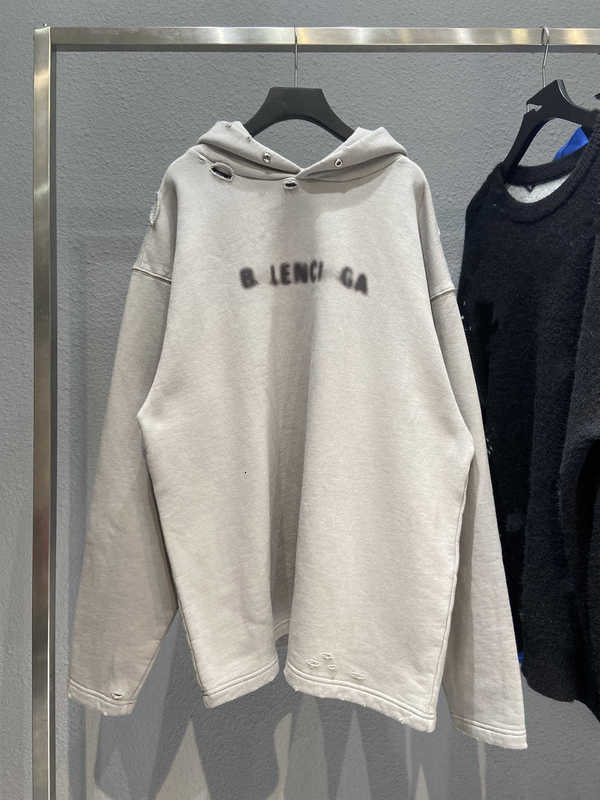 

Men's Hoodies Sweatshirts B family fuzzy letter printing heavy industry washing water worn men's and women's loose Hooded Fleece sweater 5Z0Q, Advanced gray