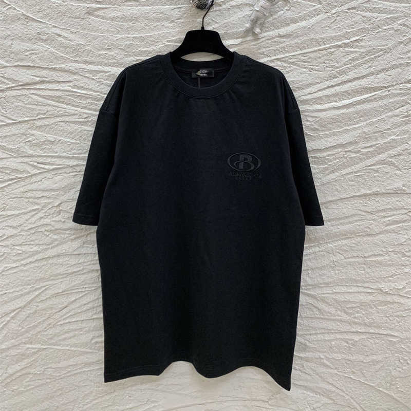 

Men's Hoodies Sweatshirts summer B home spa front and back embroidery OS loose version men's women's short sleeved T-shirt A38I, Black