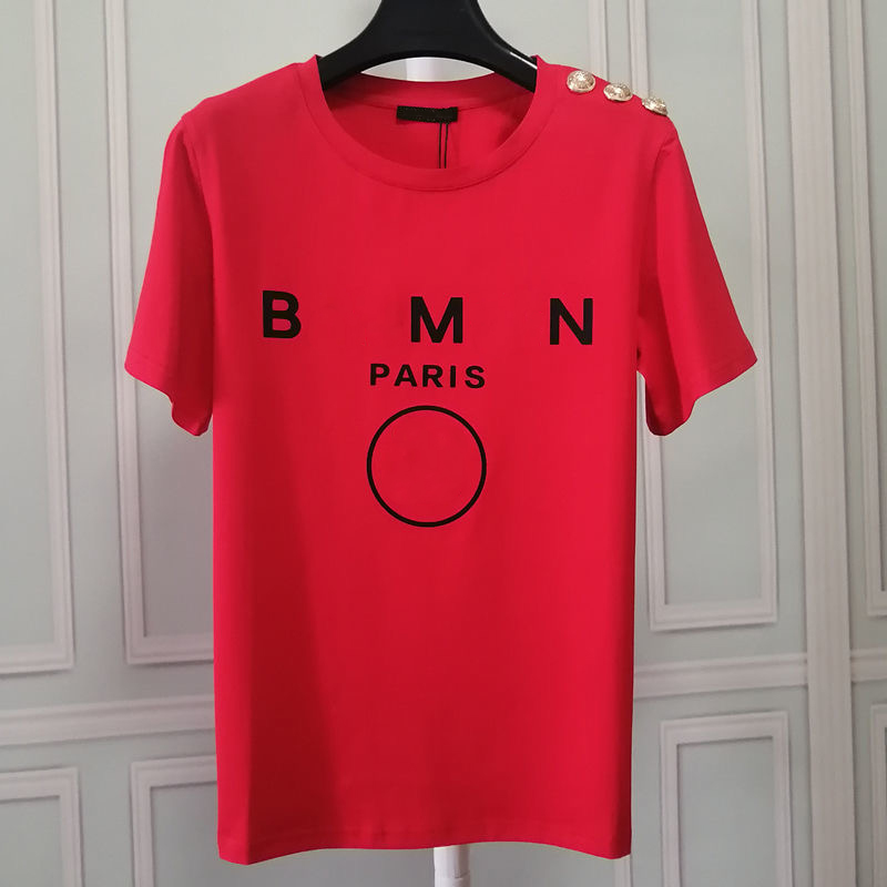 

France Mens T shirts Printed Fashion man metal button T-shirt Top Quality Cotton Casual Tees Short Sleeve Hip Hop Streetwear paris TShirts, High quality b15