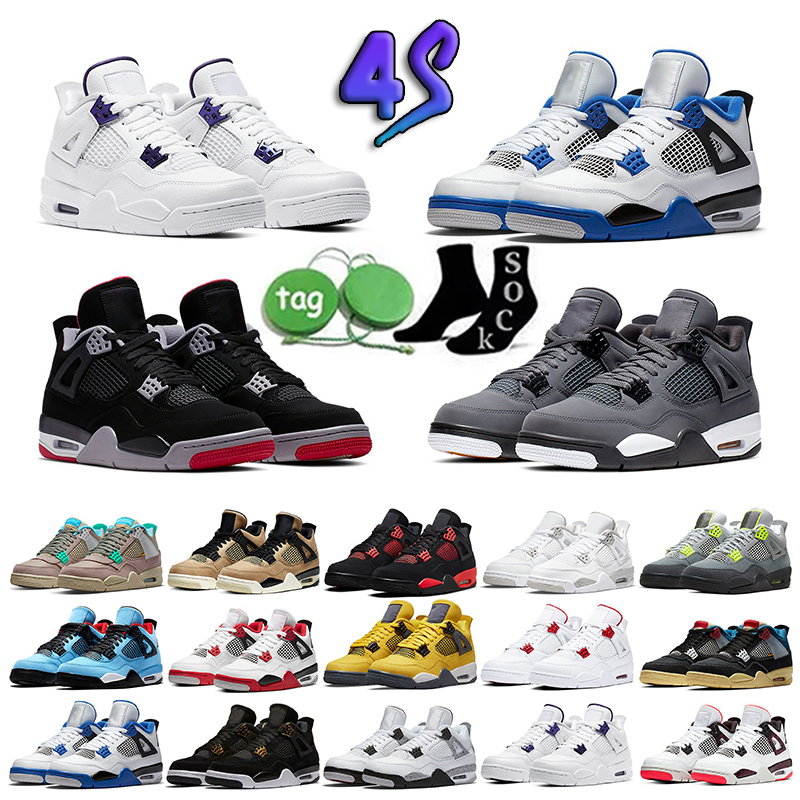 

Jumpman 4 basketball shoes for men women 4s Black Cat Sail Red Thunder White Oreo Cactus Jack University Blue Infrared Cool Grey Bred Guava ice mens sport sneakers, 10