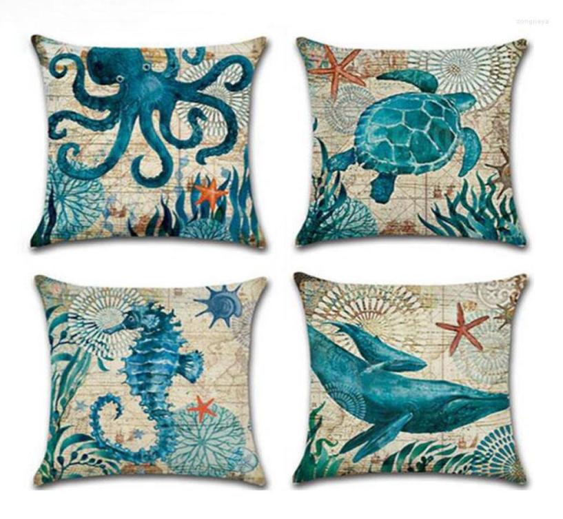 

Pillow Case 2pcsset Ocean Series Blue Color Cushion Cover Bedroom Home Office Decorative Throw Pillowcase Textile1400758