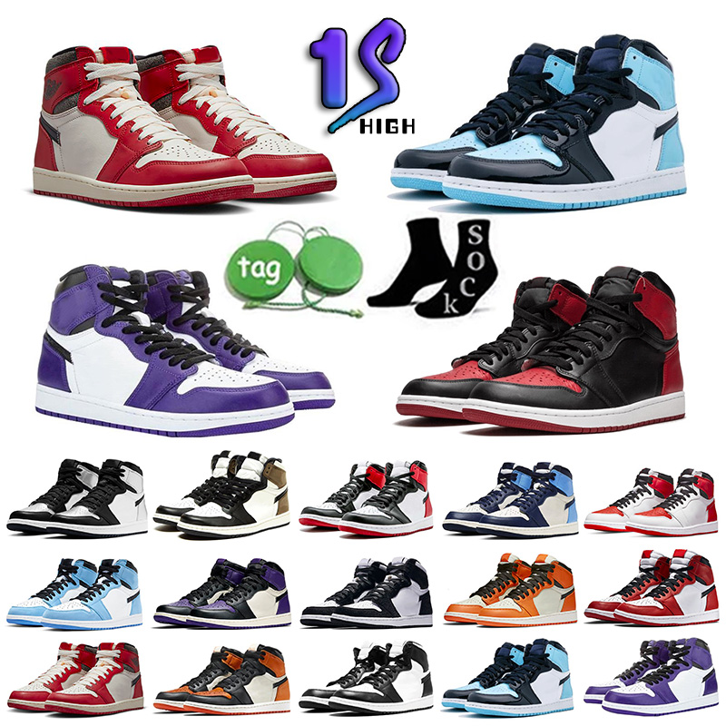

Blue 2023 University Jumpman 1 1s Mens Basketball Shoes Bred Patent Hyper Royal Dark Mocha Shadow Court Purple Light Smoky Grey Sports