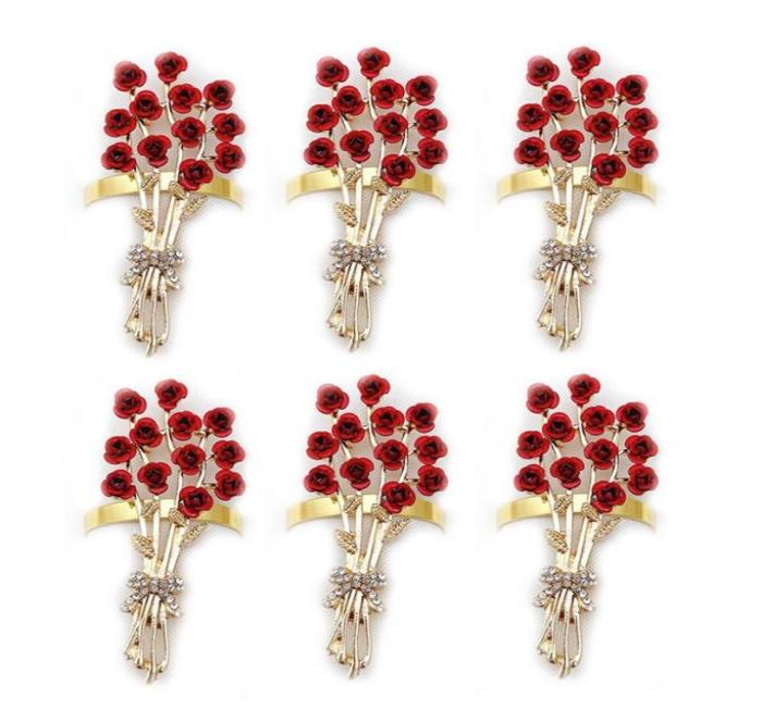 

Napkin Rings 6Pcs El Restaurant Valentine039s Day Rose Flower Ring8703563