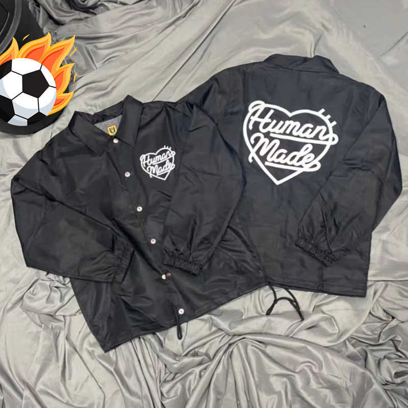 

Men' Jackets Human Made 2023 Love Print Coat Men Women Loose Coach Jacket Windproof Button Waterproof WindproofCoats J230210