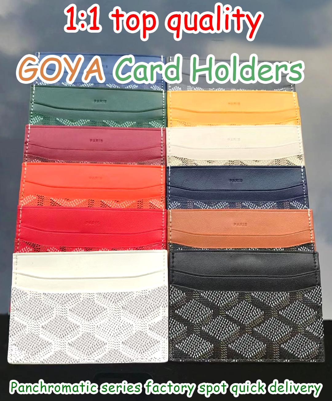 

11 colors Card Holder wholesale goya Key Wallets luxury Designer Coin purses famous Genuine Leather Wallet Womens men banknotes Holder Key Ring Credit Mini Bag purse, Black