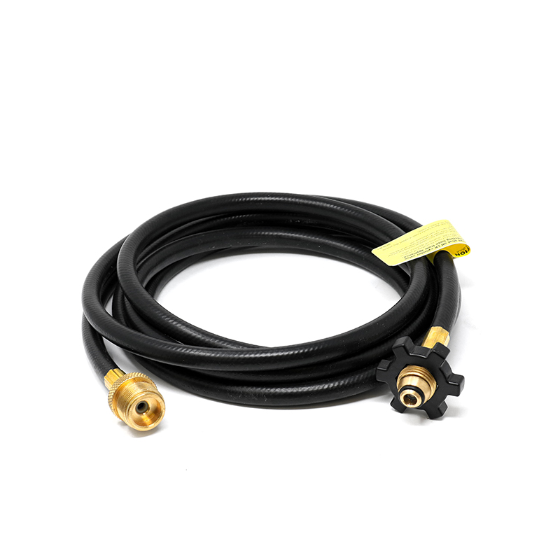 

Mr Heater F273702 12 ft Propane Hose Assembly with Swivel 1 in 20 Male Throwaway Cylinder Thread x Excess Flow Soft Rubber Nose P O L with Handwheel compass