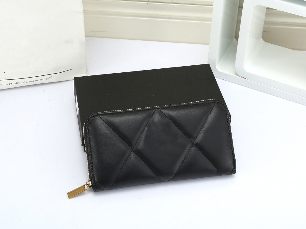

Womens balck Purses Card Holder Mini Wallet Genuine Leather With Box purse Fashion Ring Credit Coin Mini Bag PU, Black