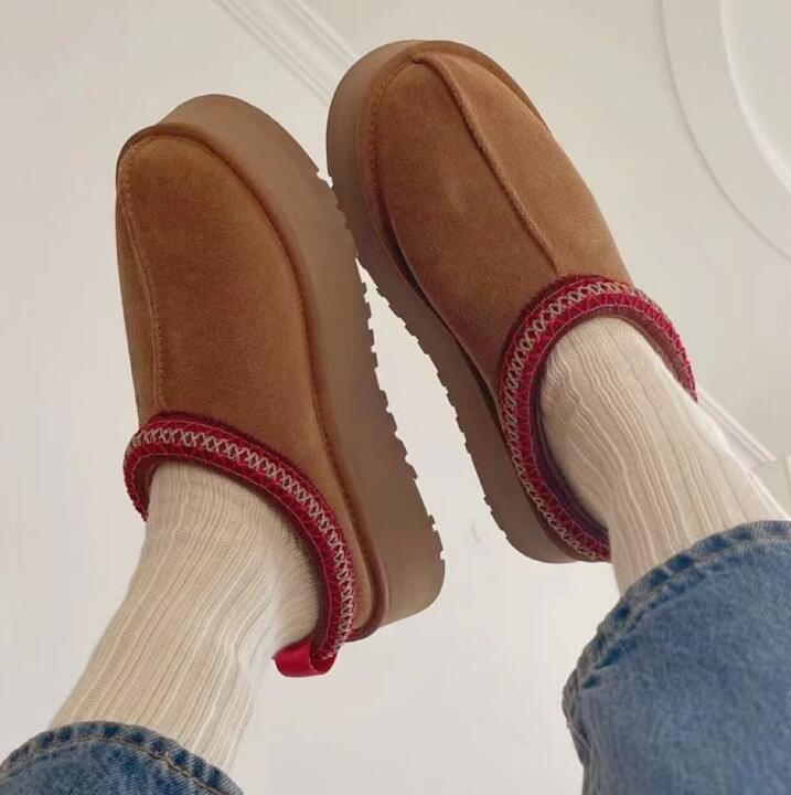 

Brand Womens Tazz Slippers Fur Slides Classic Ultra Mini Platform Boot Tasman Slip-on Les Petites Suede Wool Blend Comfort Winter Designer Booties 35-43 no box, Brown