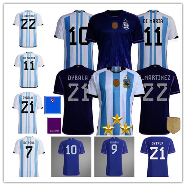 

3 Star 2022-23 Argentina Football Soccer Jerseys Player Fans Version .MARTINEZ DI MARIA J.ALVAREZ DE PAUL MARADONA DYBALA TAGLIAFICO Men Women Kids Kit Shirt Uniforms, Men purple as pic