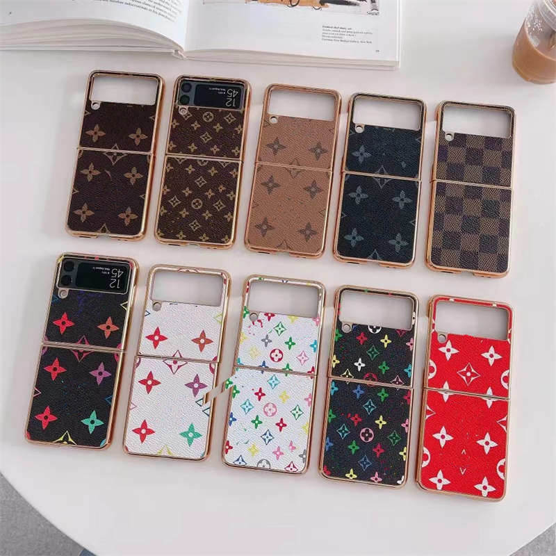 

Fashion retro flowers Phone Case For Samsung Galaxy Z Flip 3 4 5G Z fold2 Z flod3 4 For huawei p50 pocket luxury pu Leather Shockproof Full Protective cover with box, Black small colorful flowers
