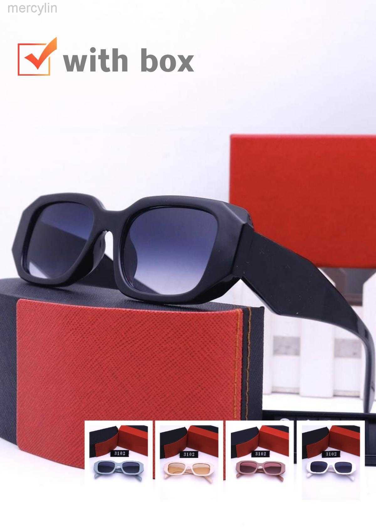 

Designer Prad Sunglasses Classic Eyeglasses Goggle Outdoor Beach Sun Glasses for Man Woman 7 Color Optional Triangular Eyeglasses Round Mixed with Box