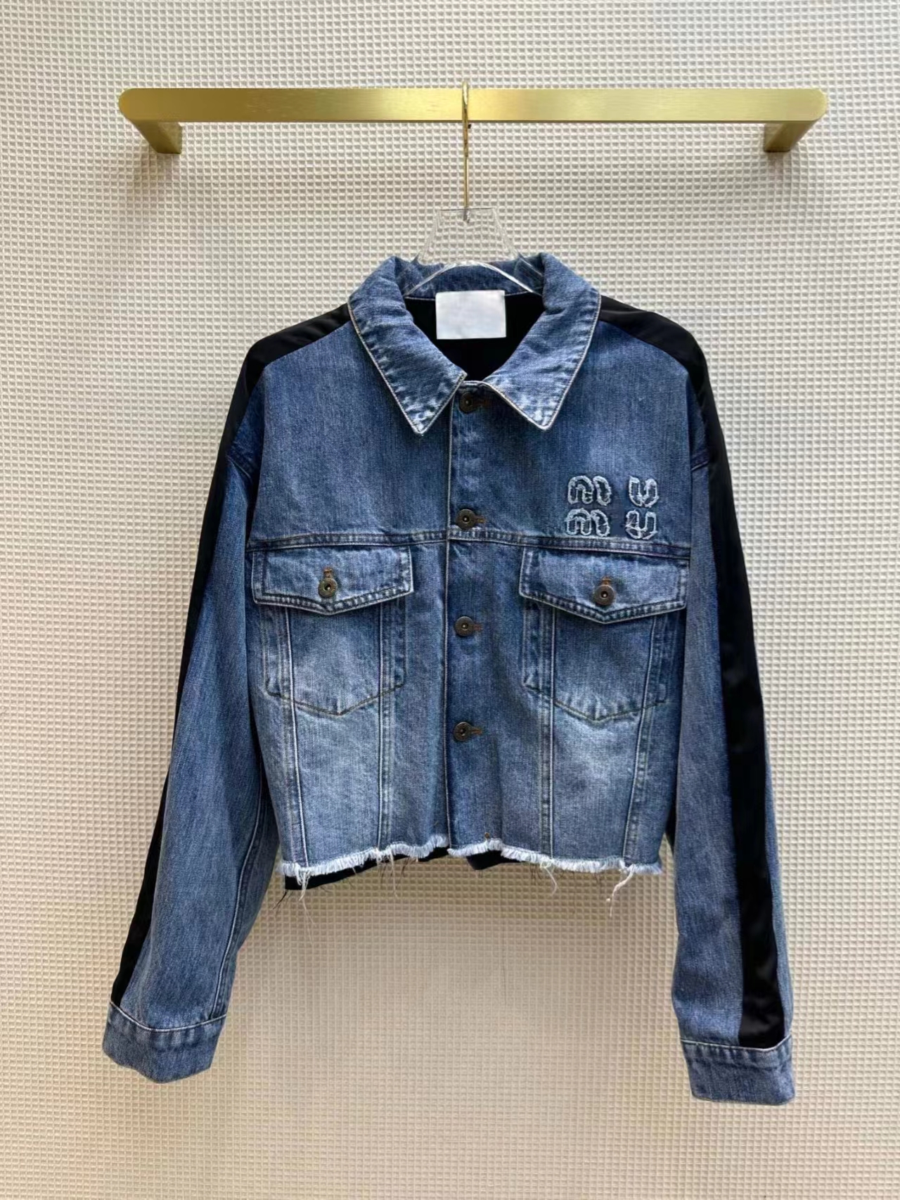 

designer Women Jackets High Street Vintage Cropped Short Jean Coat fashion Casual Jackets Puff Sleeve Slim Ripped Denim jacket, Blue