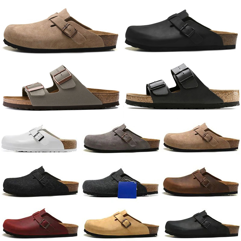 Boston Clog Men Women Designer Sandals Slippers Leather Bag Head Pull Cork Flats Mules Woody Loafers For Men Women Slipper Sandals Brown Black Sl