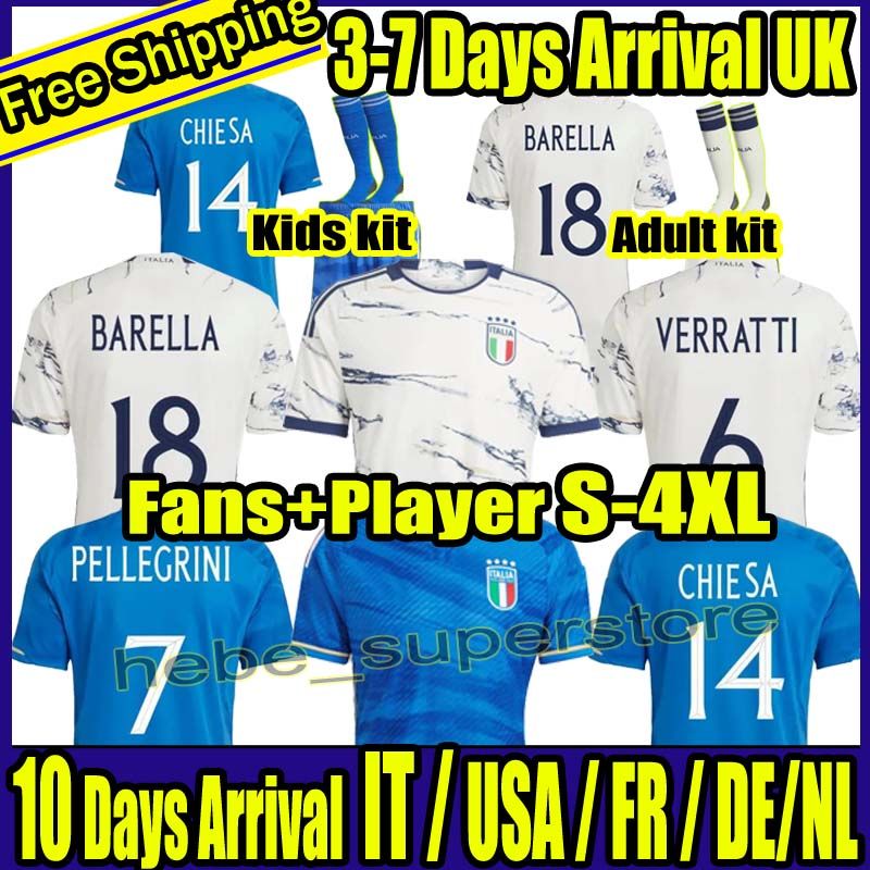 

Italys soccer jerseys 2022 2023 Italian jerseyS SCAMACCA IMMOBILE CHIESA football shirts RASPADORI JORGINHO BARELLA BASTONI FRATTESI Maglia, Home-player
