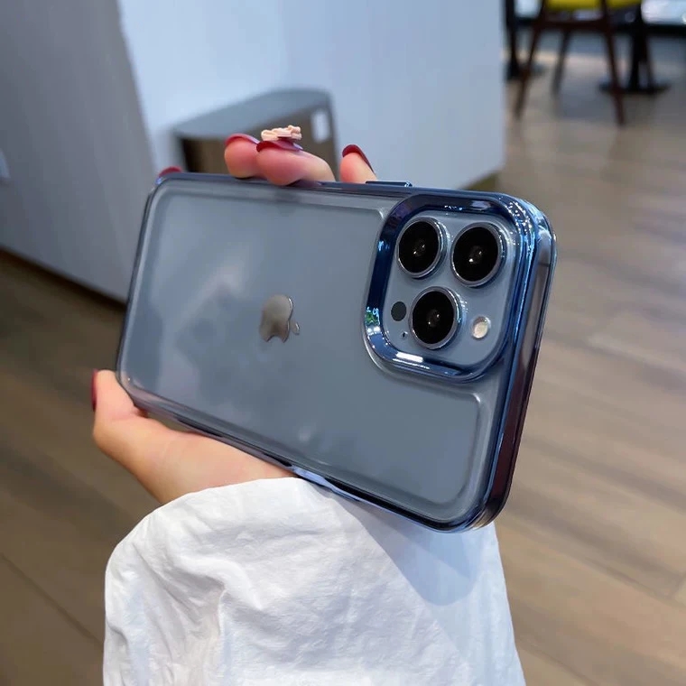 

Luxury cases Plating Transparent Silicone Shockproof Phone Case For iPhone 14 13 12 11 Pro Max XR XS Max X 7 8 plus Soft Bumper Clear Metal Button Cover