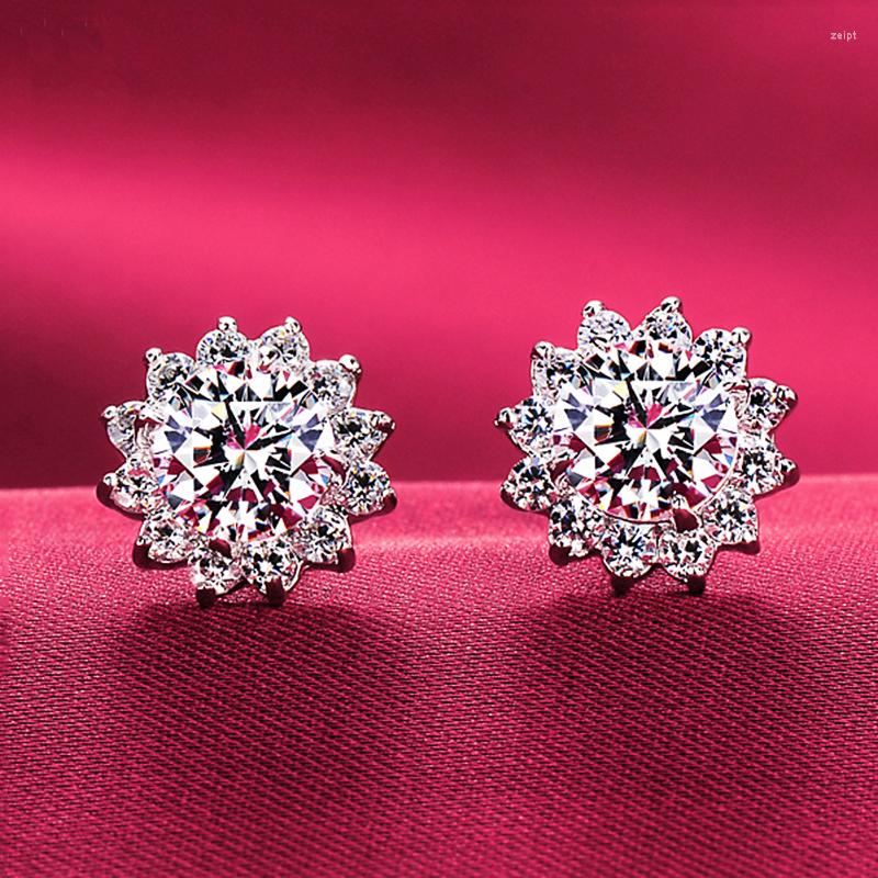 

Stud Earrings Ne'w Bling Crystal Flower Shaped For Women Shiny Wedding Accessories Good Quality Lady's Statement Jewelry