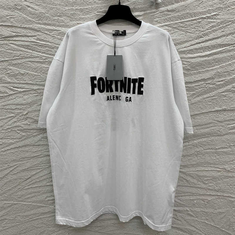 

Men's Hoodies Sweatshirts summer B fortress night co branded letter embroidered men's and women's short sleeved T-shirt ARSY, White