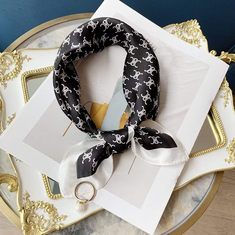 2023 Brand Crinkle Scarf Women Silk Satin Square Neck Tie Hand Wirst Female Headscarves Bandana Shawl CL Hair Foulard-image-841347945