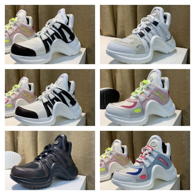 

2023 Lvity Archlight platform sneakers black white monograms Casual Shoes Runway Dress Shoes Lace Up in Met KWSi, Myblv6