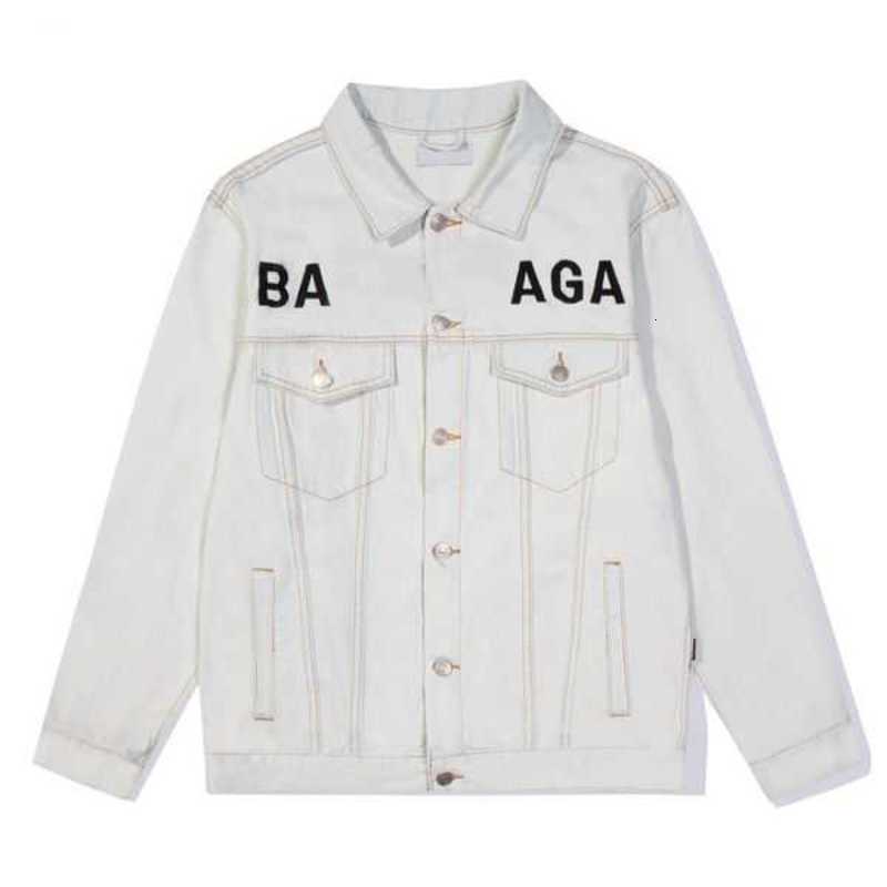 

Men' Jackets Paris Classic Cola Denim Jacket Women Trend Chest Embroidered Lettering Top Dress JUI4, White