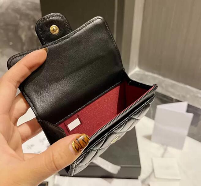 

2023Mini Coin Purses Wallets for Womens Classic Designers Luxurys Short Wallet Fashion Credit Cards Holder Caviar Sheepskin Pocket Bags Genuine Leather5866, Sheepskin bright surface