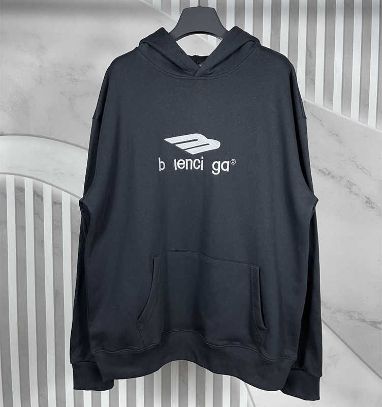 

Men's Hoodies Sweatshirts High edition autumn and winter B's classic embroidered chest hoodie for men women 4T92, Black