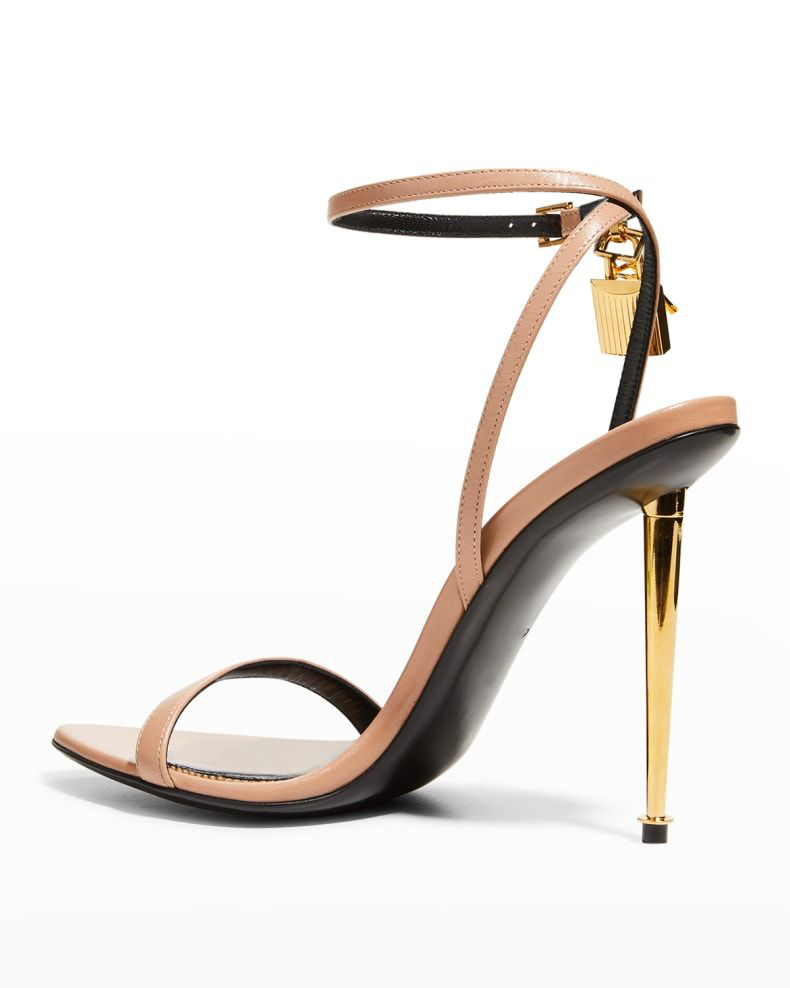 

toe Tom-f-sandal sandal pointy padlock Lock 105mm gold heels Bicolor Ankle-Strap Sandals naked leather pop heel sandals 35-44EU, 18
